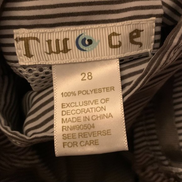 Twice Men's Y2K Reversible Shorts Size 28 NEW Gray Stripes Polka Dots 11" Inseam - Picture 9 of 10